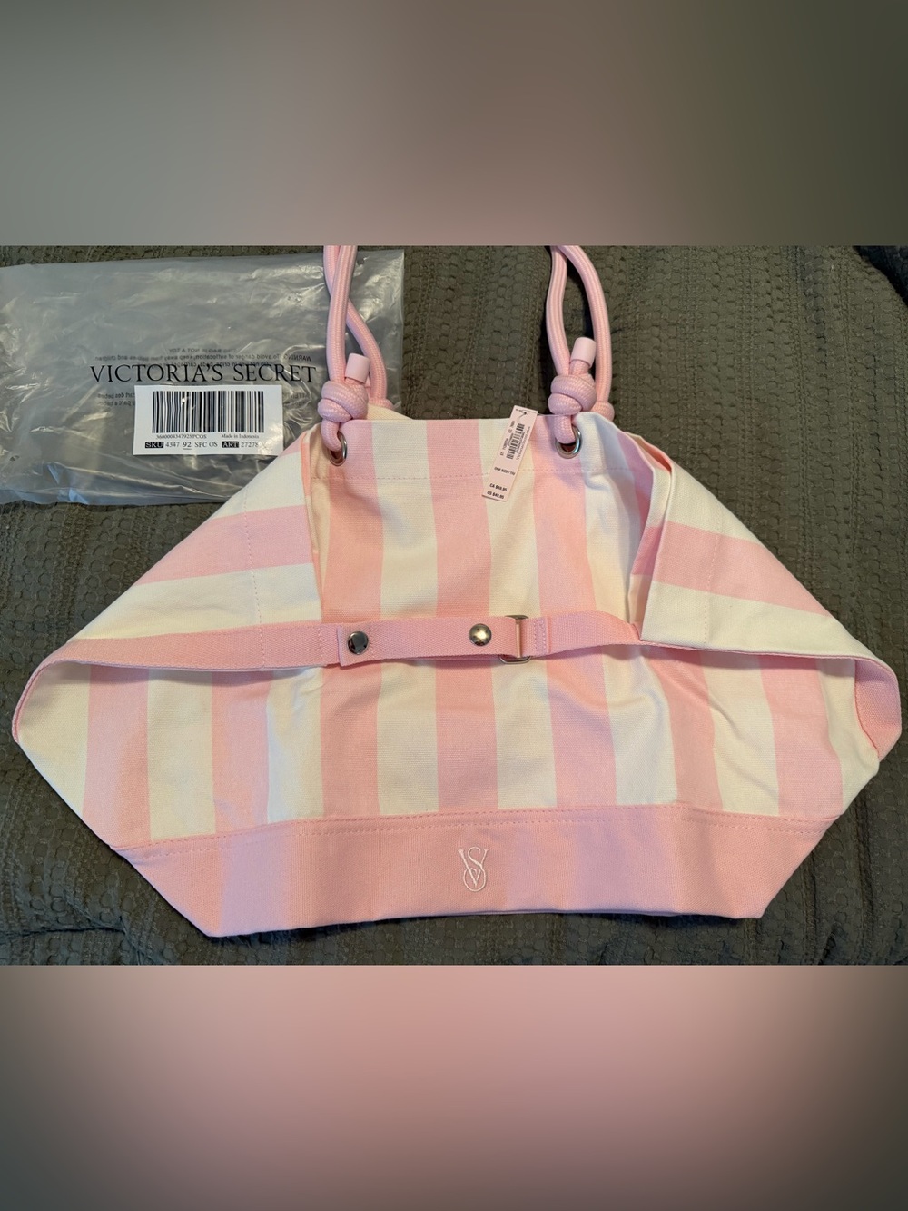 Victoria's Secret Pink & White Striped Kids One-Piece Tote Bag